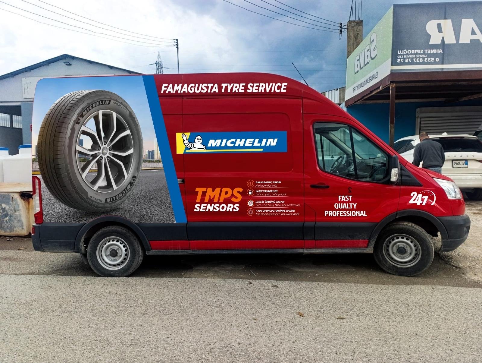 Michelin kaplamalı mobil lastik servis aracı
