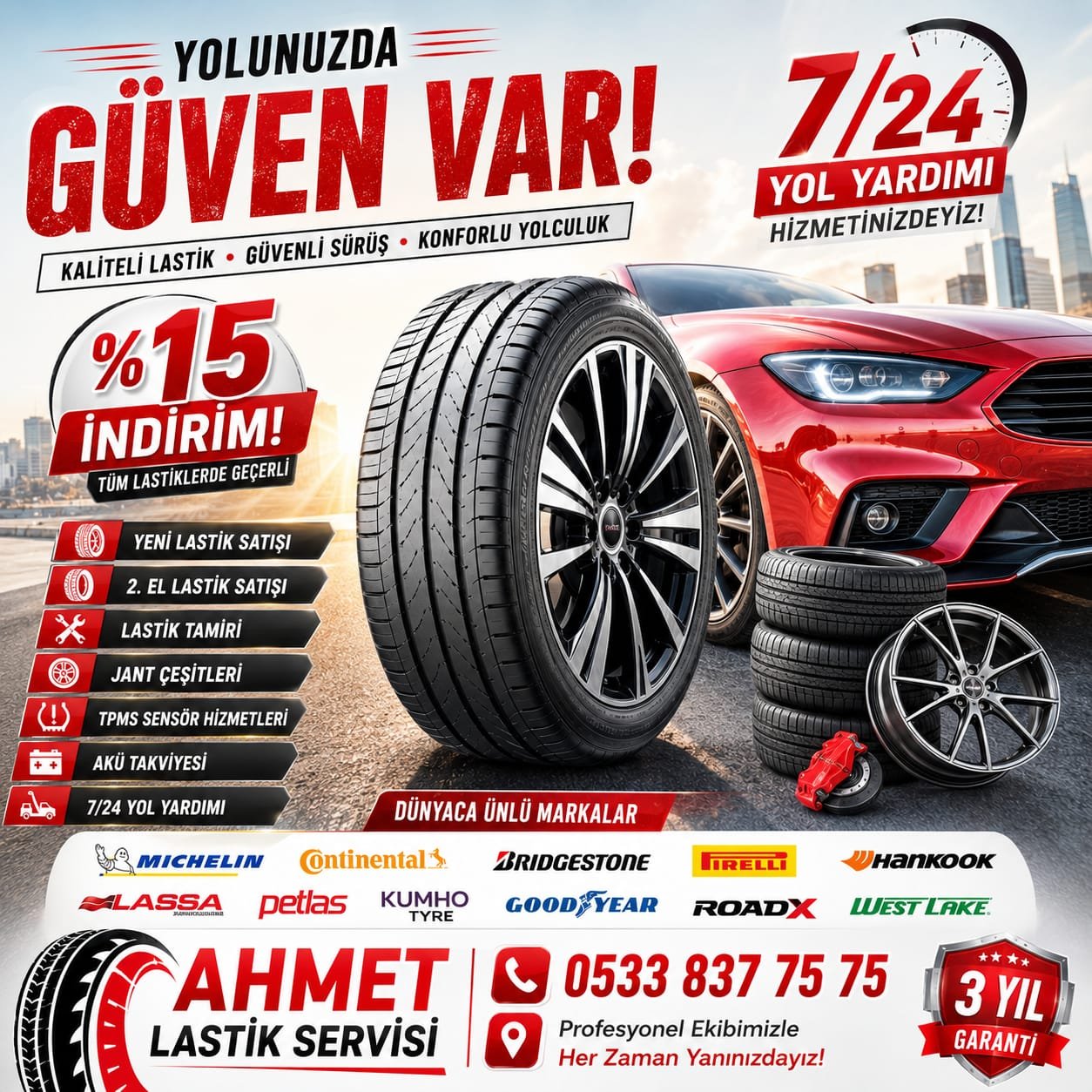 Tüm lastiklerde %15 indirim kampanyası